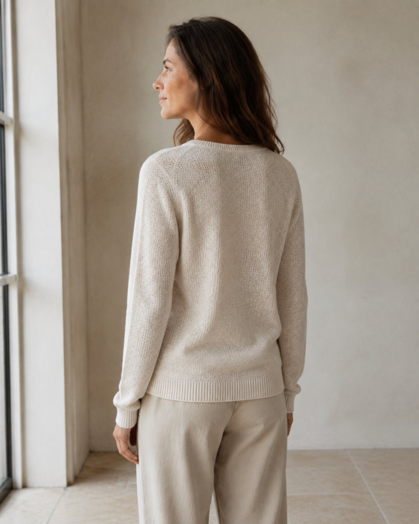 Cotton Knit Cardigan — back view
