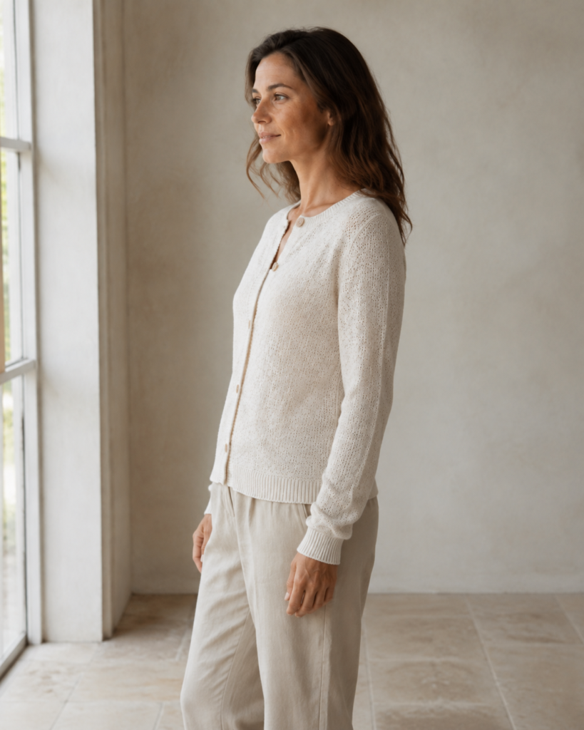 Cotton Knit Cardigan — side view
