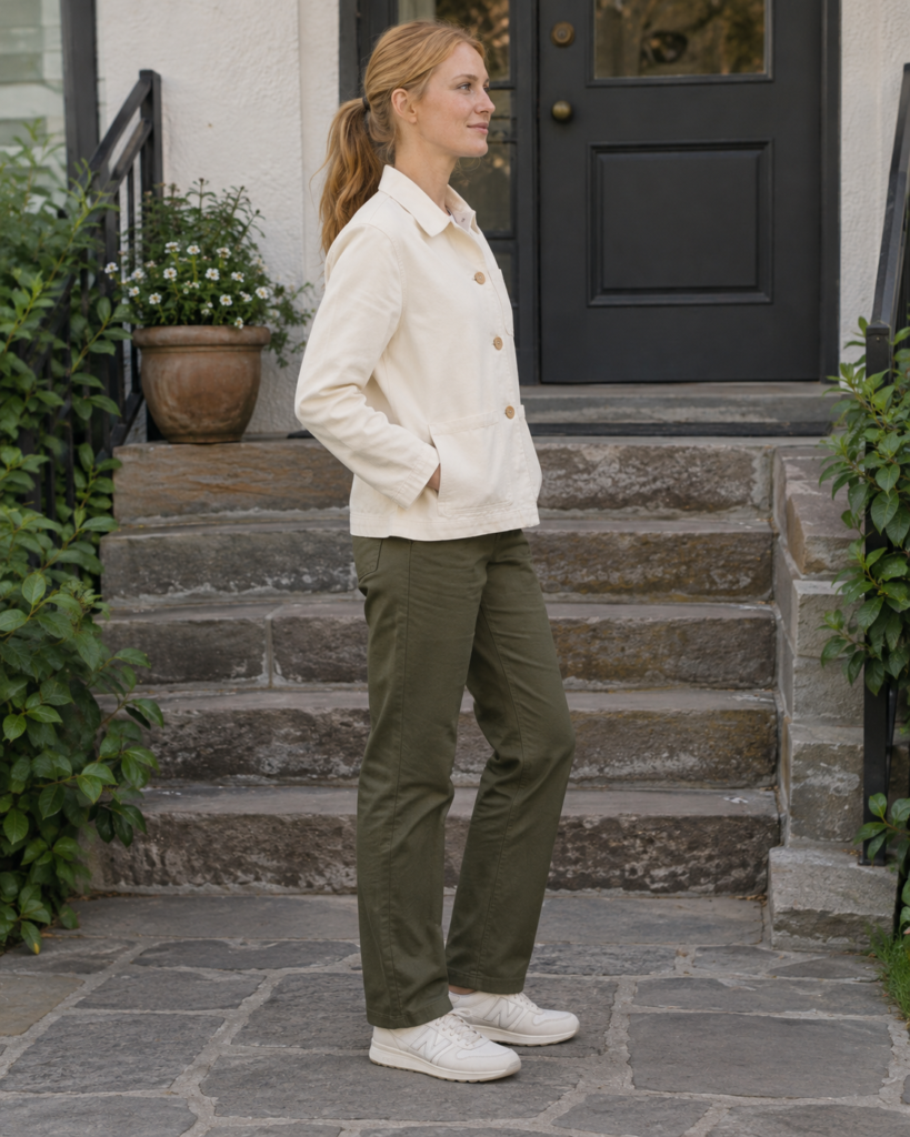 Ecru Cotton Chore Jacket — side view