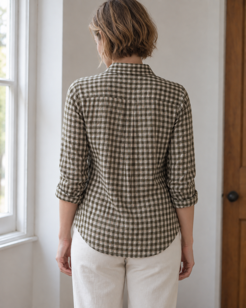 Linen Check Shirt — back view