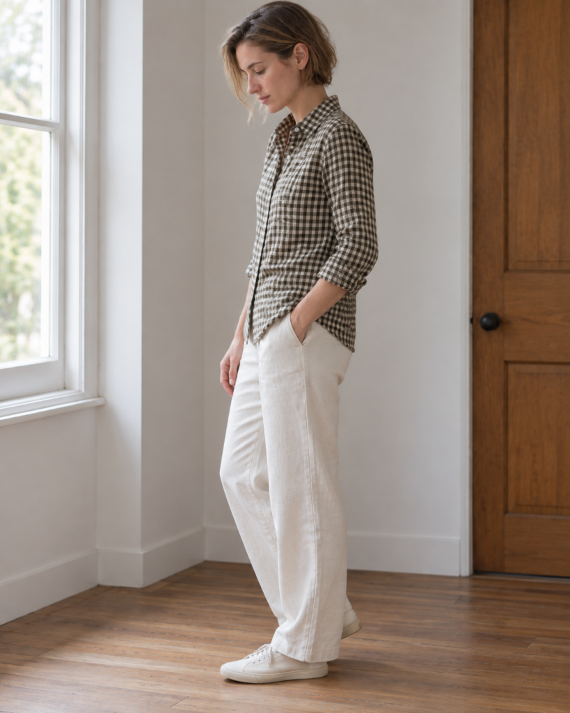Linen Check Shirt — side view