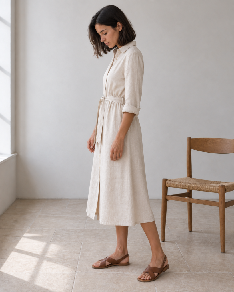 Linen Shirt Dress — side view