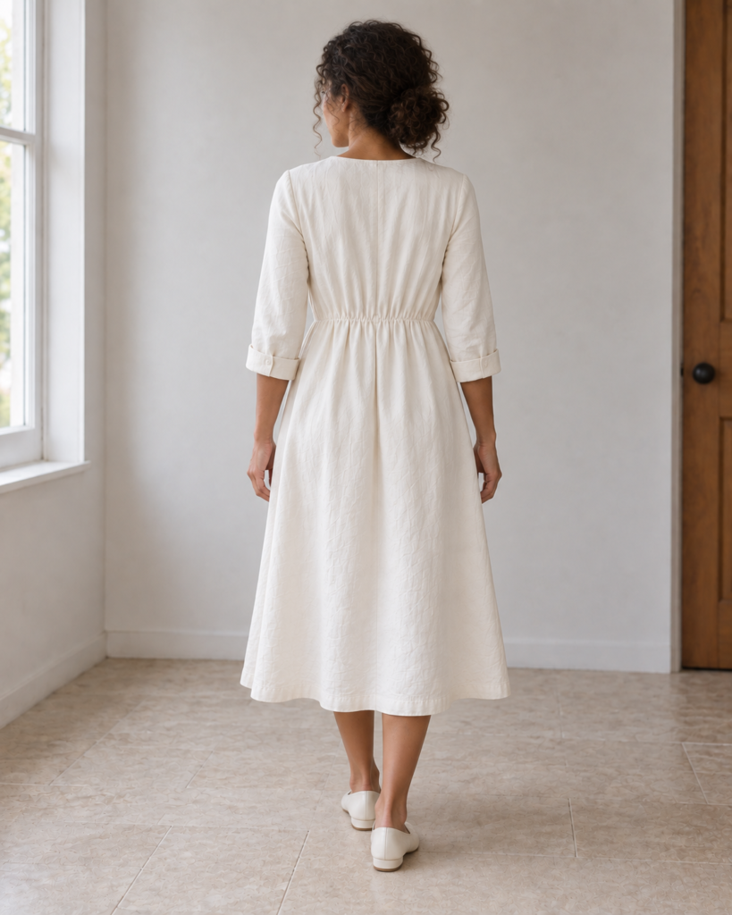 Linen Tie Dress — back view