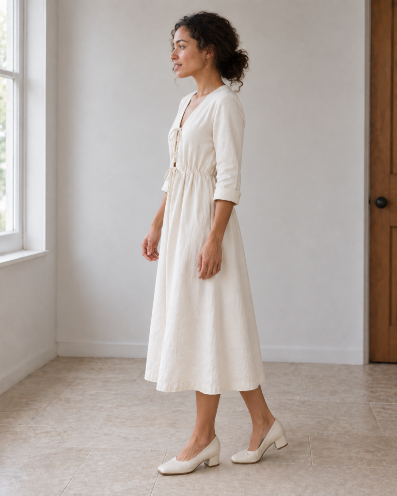 Linen Tie Dress — side view