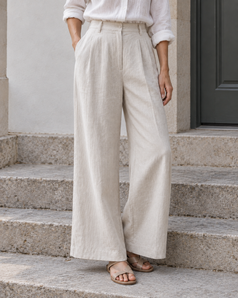 Linen Wide Pants — front view