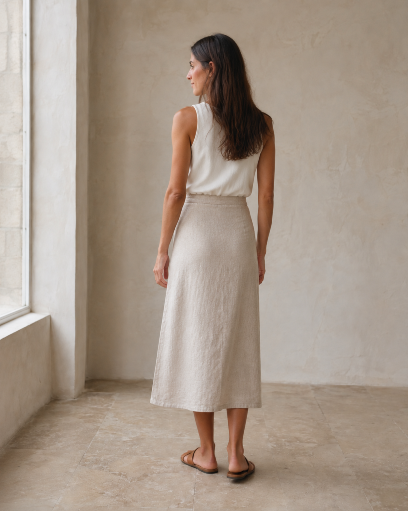 Oatmeal Wrap Skirt — back view