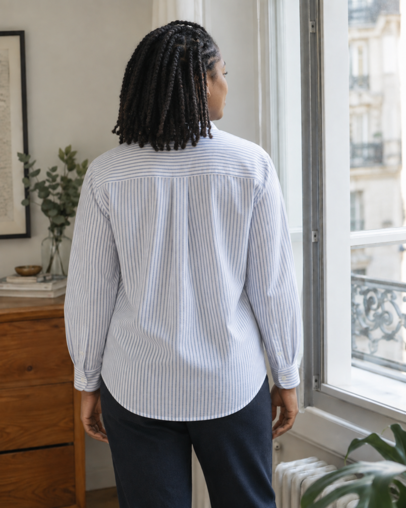 Soft Stripe Cotton Shirt — back view