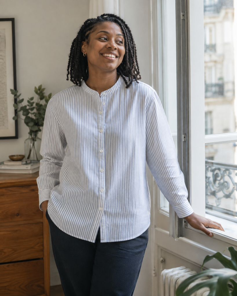 Soft Stripe Cotton Shirt — front view